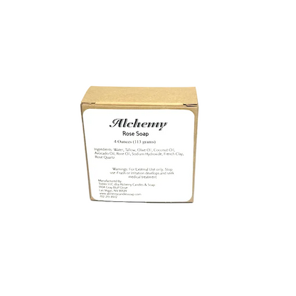 Box of Alchemy Rose Soap on a gray background