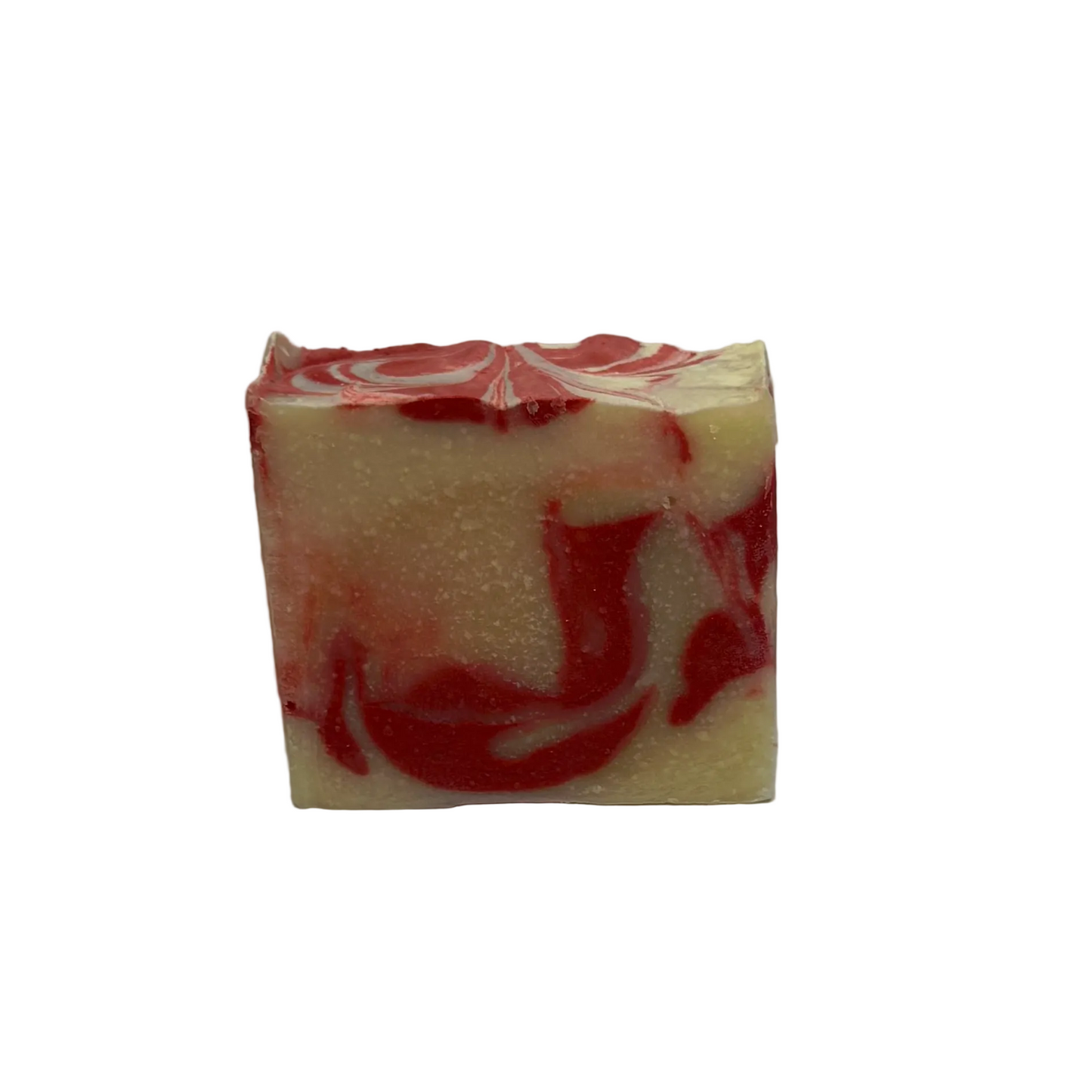 Swirl patterned soap bar on a plain background
