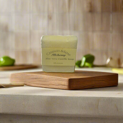 Bar of soap with 'Alchemy' branding on a white background